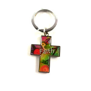 Faith Cross Floral Keychain Philippian 4:13